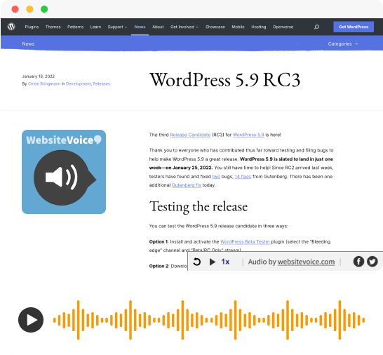 WordPress Blog With Text-To-Speech Plugin
