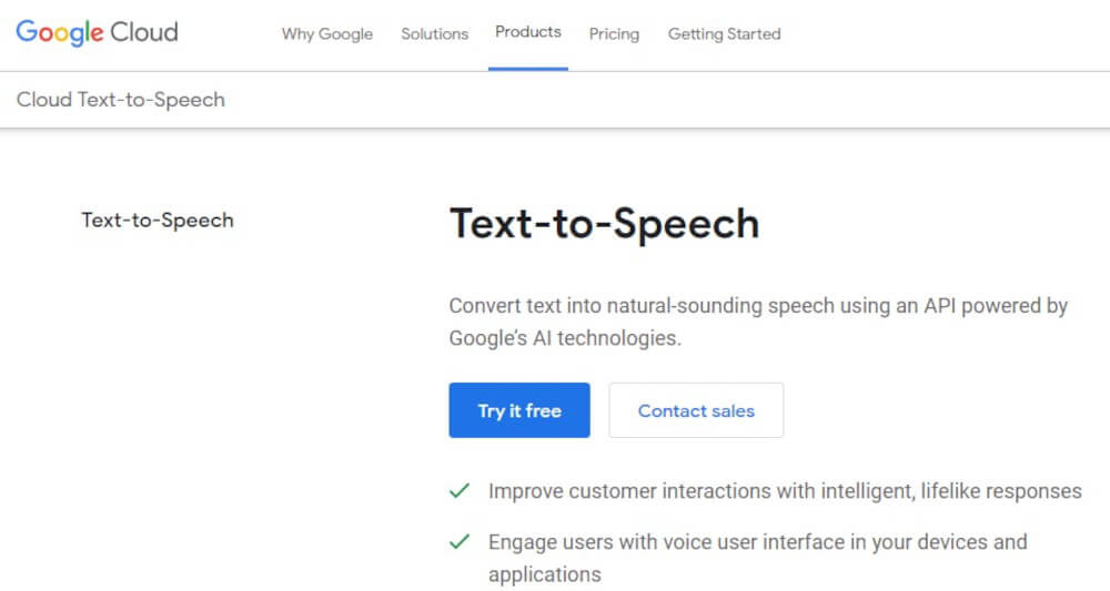 Google cloud text to speech