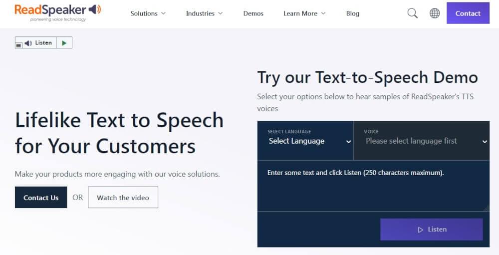 ReadSpeaker as Speechelo alternative