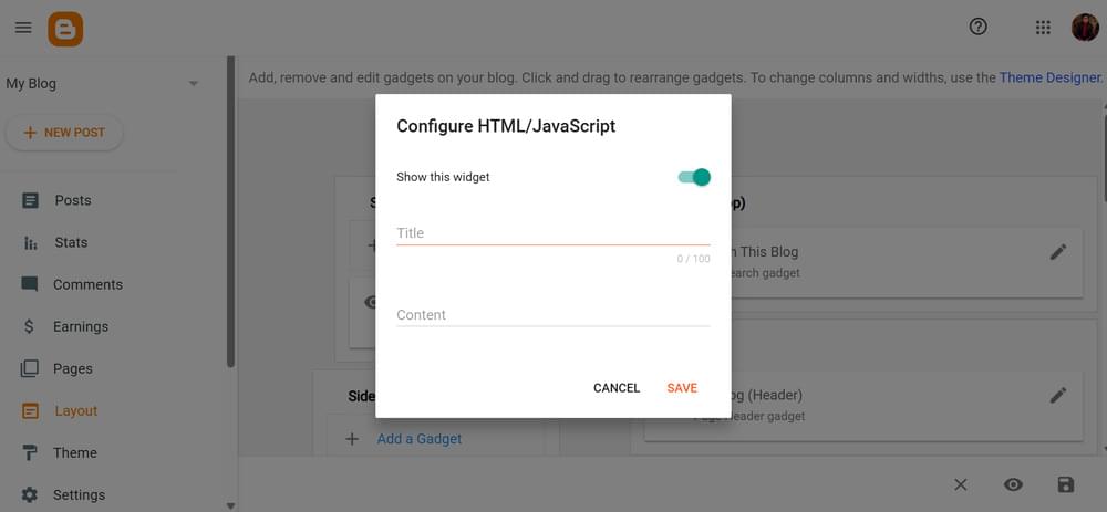 Configure Blogger Widget  Configure Blogger Widget