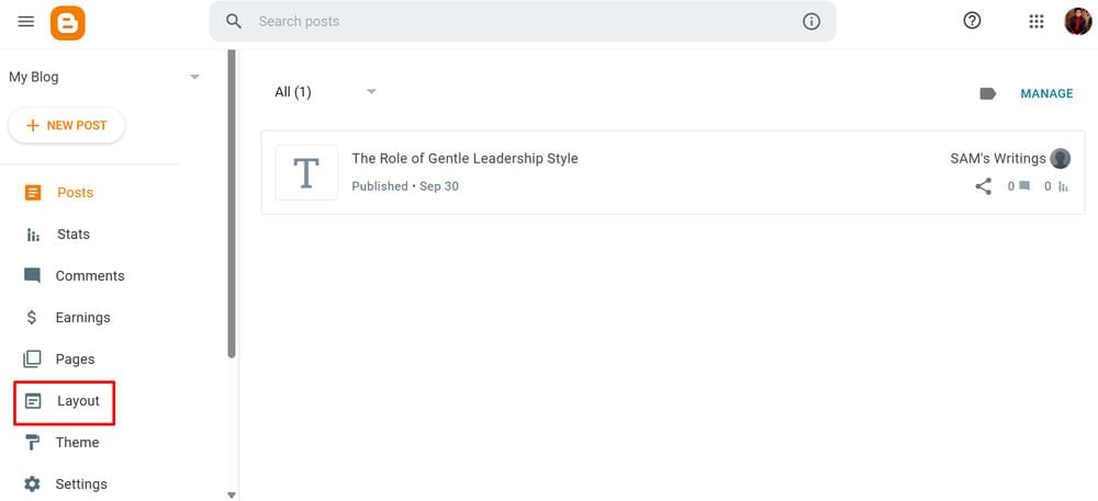 Open Layout on Blogger Dashboard  Open Layout on Blogger Dashboard