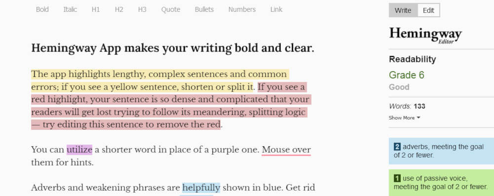 Hemmingway app