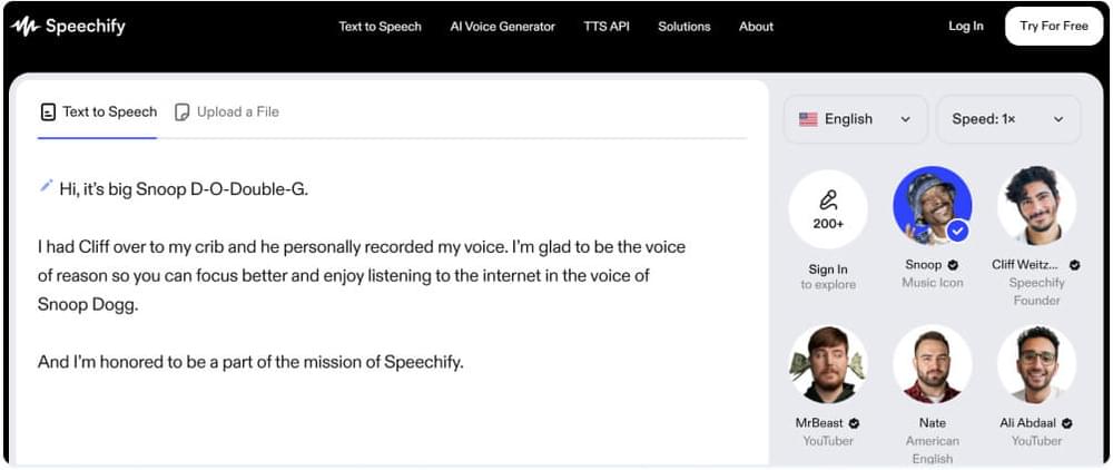 Speechify Dashboard Speechify Dashboard