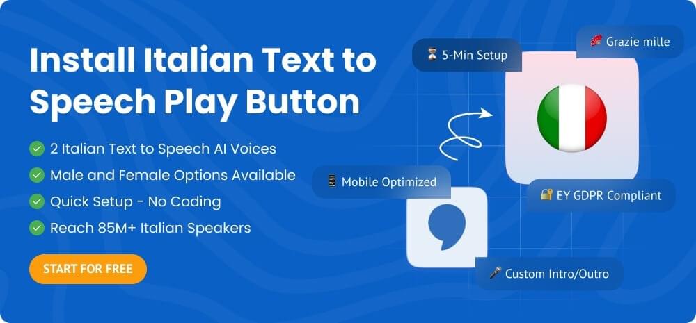 Add Italian Text-to-Speech Play Button to your Website
