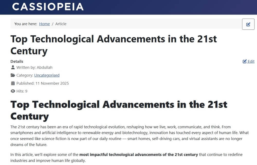 Joomla Website Without TTS