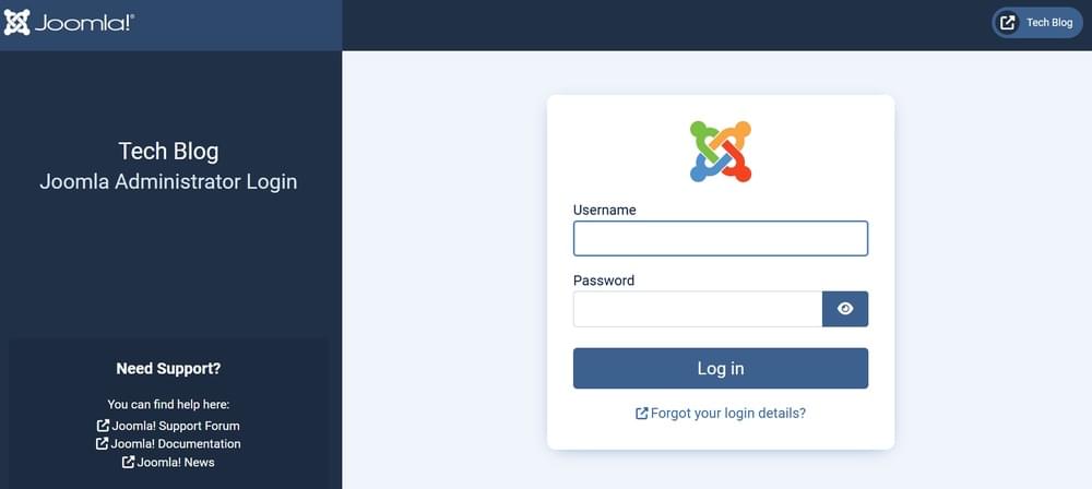 Open Joomla Website Admin