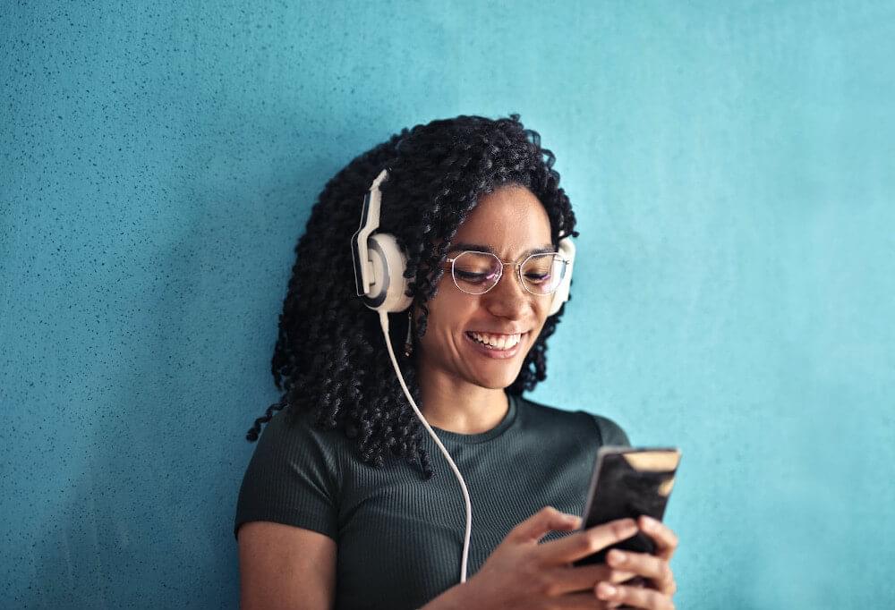 Woman listening to audio book