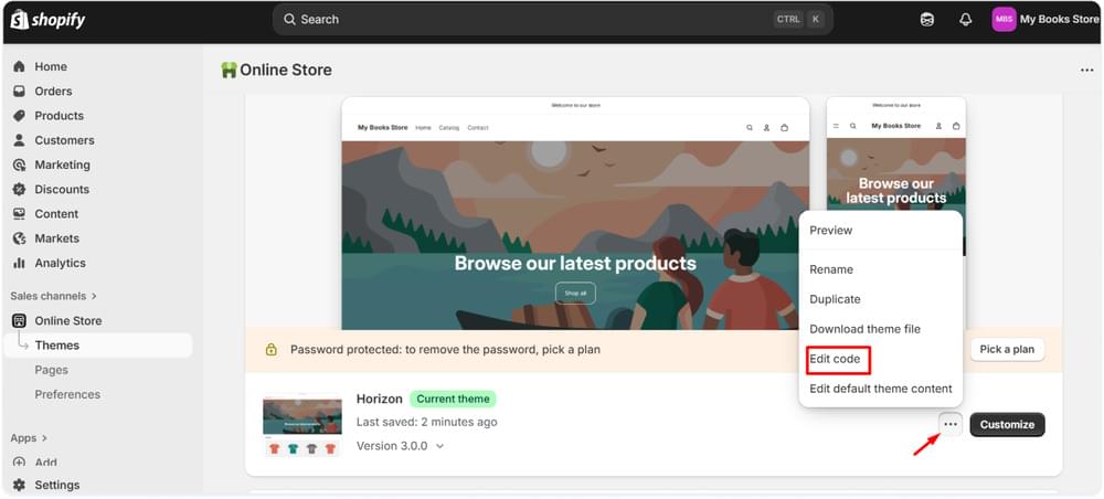 Edit Shopify Store Theme Code