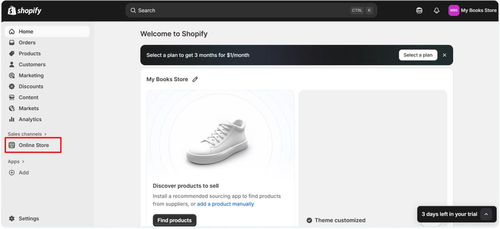 Open Shopify Online Store