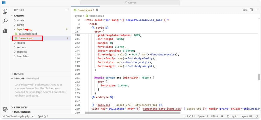 Open Theme Liquid Code