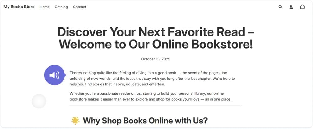 Shopify Store With TTS Play Button