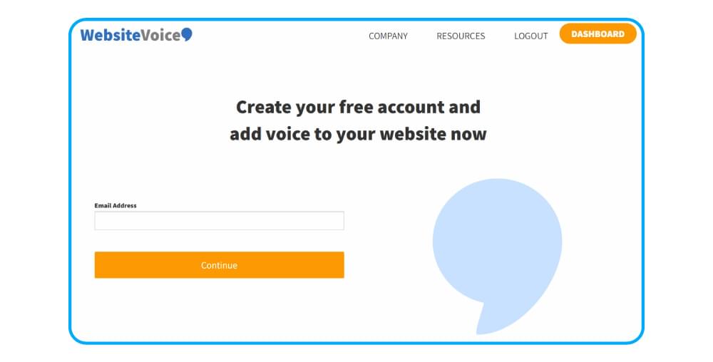 Sign-up on WebsiteVoice