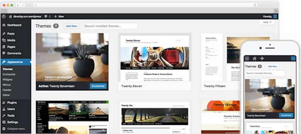 WP themes page