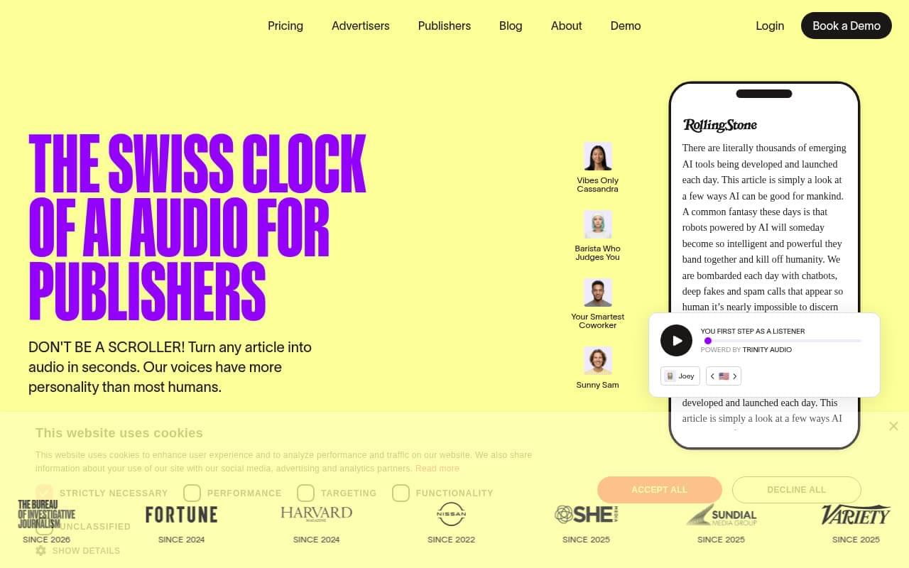 Trinity Audio homepage Trinity Audio homepage