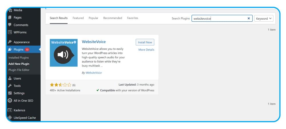 Search for WebsiteVoice Plugin